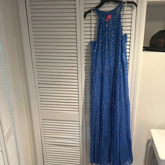 chinese dress ladies Lilly Pulitzer Maxi Dress, Blue Girls Size L (8/10)